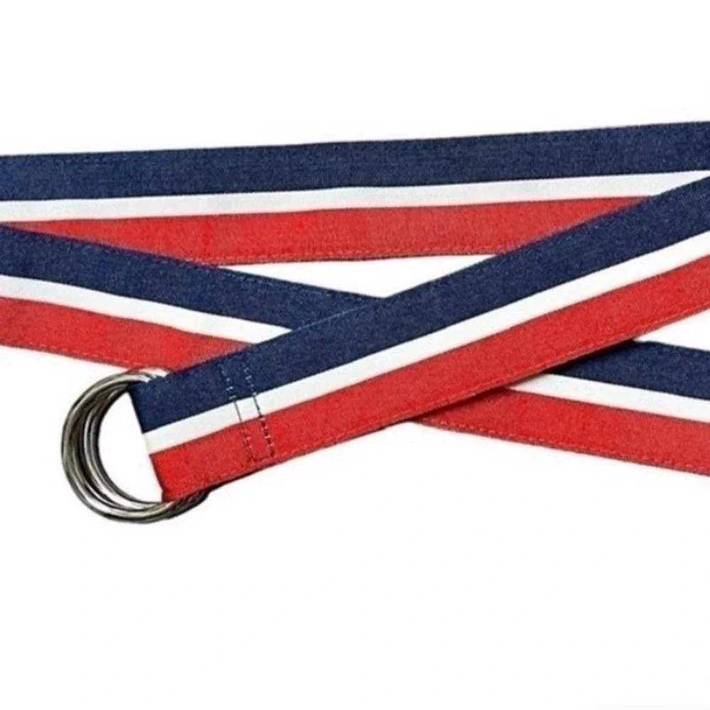 Vineyard Vines Ribbon Belt Stripe D-Ring Buckle USA Nautical Size S
